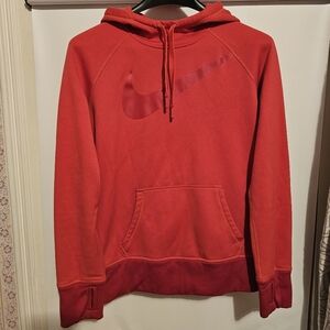 Nike Therma Fit Swoosh Sweater Womens Large Red Hoodie Sweatshirt Pullover Thumb